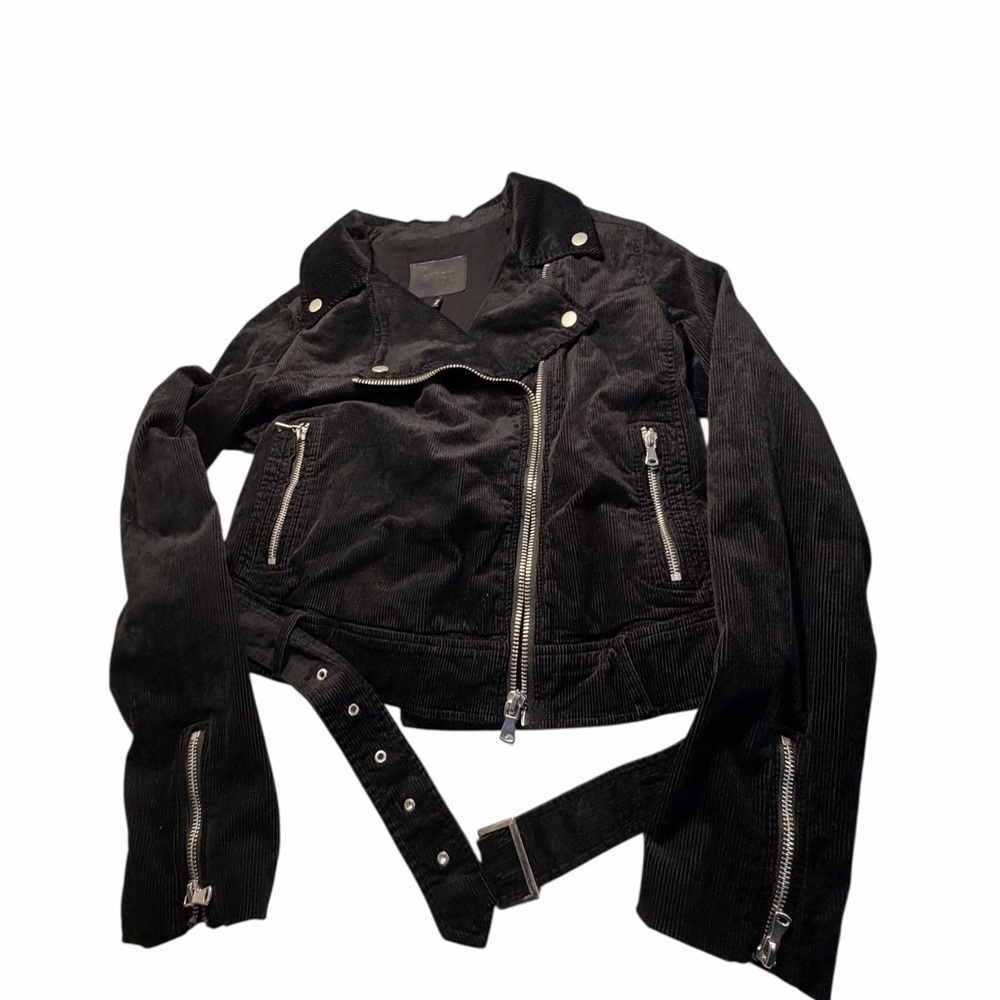 Paige Women's Shanna Black Corduroy Velvet Moto Jacket Size XS - Picture 7 of 14